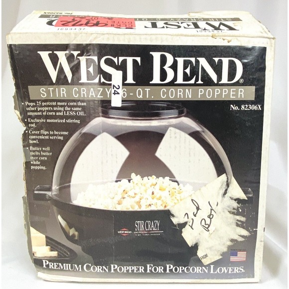 West Bend Kitchen West Bend Stir Crazy 6 Quart Hot Oil Popcorn Corn
